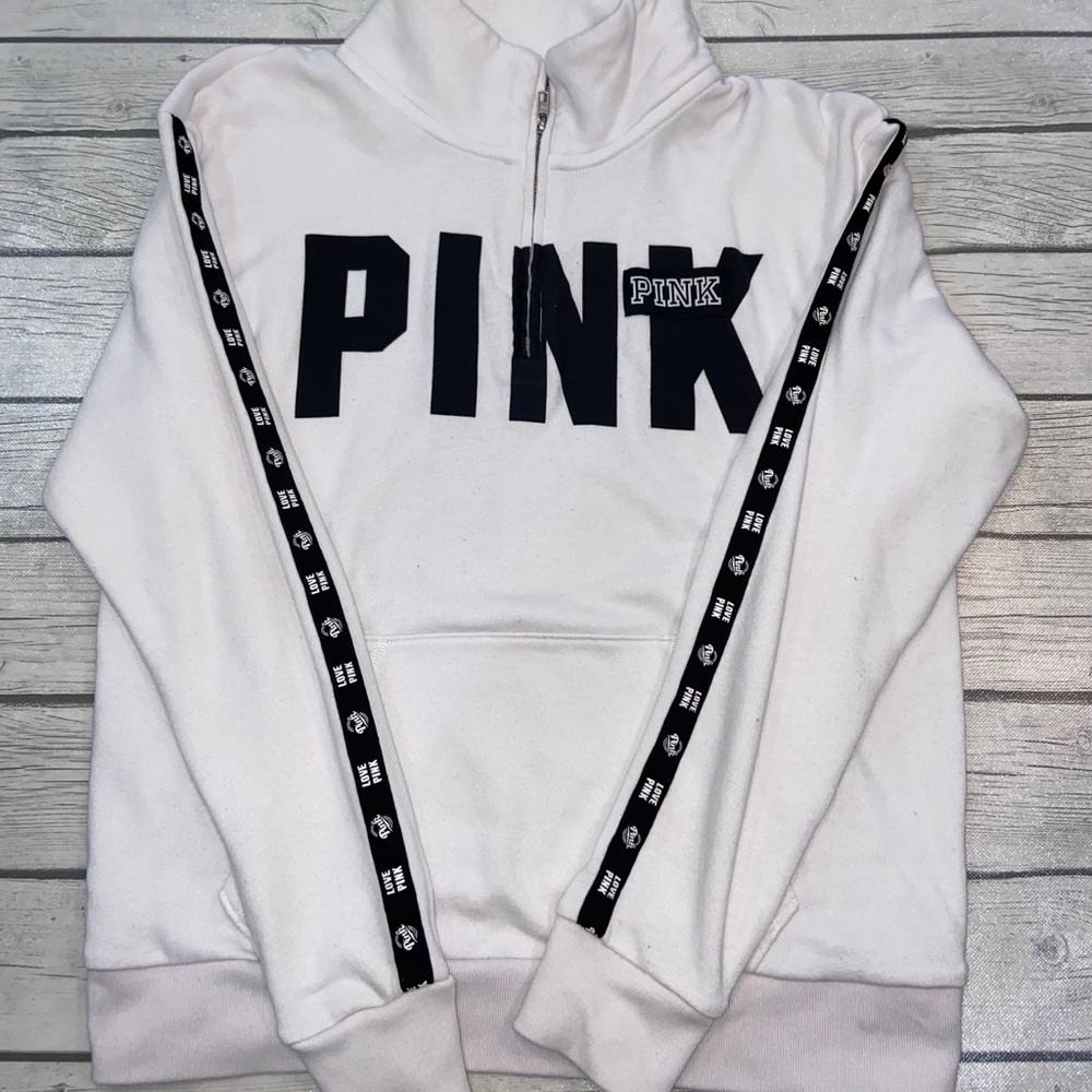 PINK Victoria’s Secret White Quarter-zip